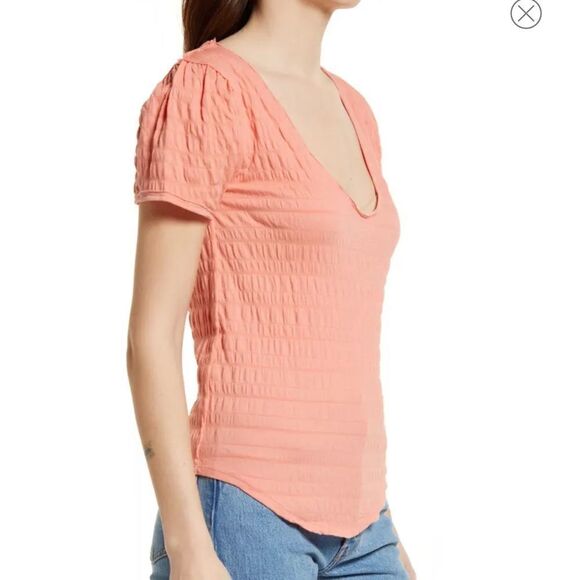 Free People Sugar Cube V-Neck T-Shirt.Size XL - Picture 2 of 14